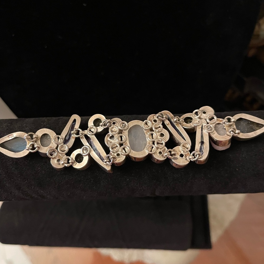Silver Bracelet 7” With Multiple Gems - image 6